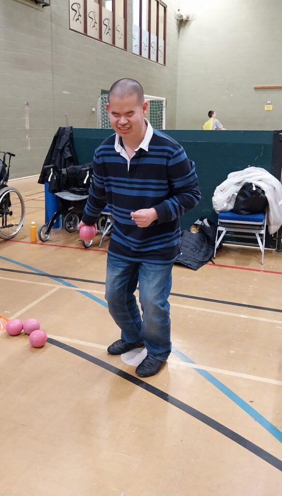 Danny, who is blind bowling